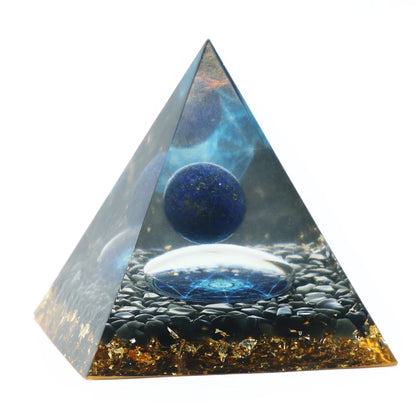 AURA REIKI Orgonite Pyramid Orgon Healing Meditation Natural Lapis Lazuli Crystal Energy Pyramid Crafts Home Decoration 6X6Cm