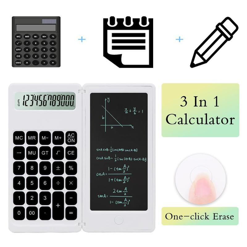 Folding Calculator with Writing Board, 1 Count Portable Scientific Calculator, Educational Supplies for Student, Back to School Essentials