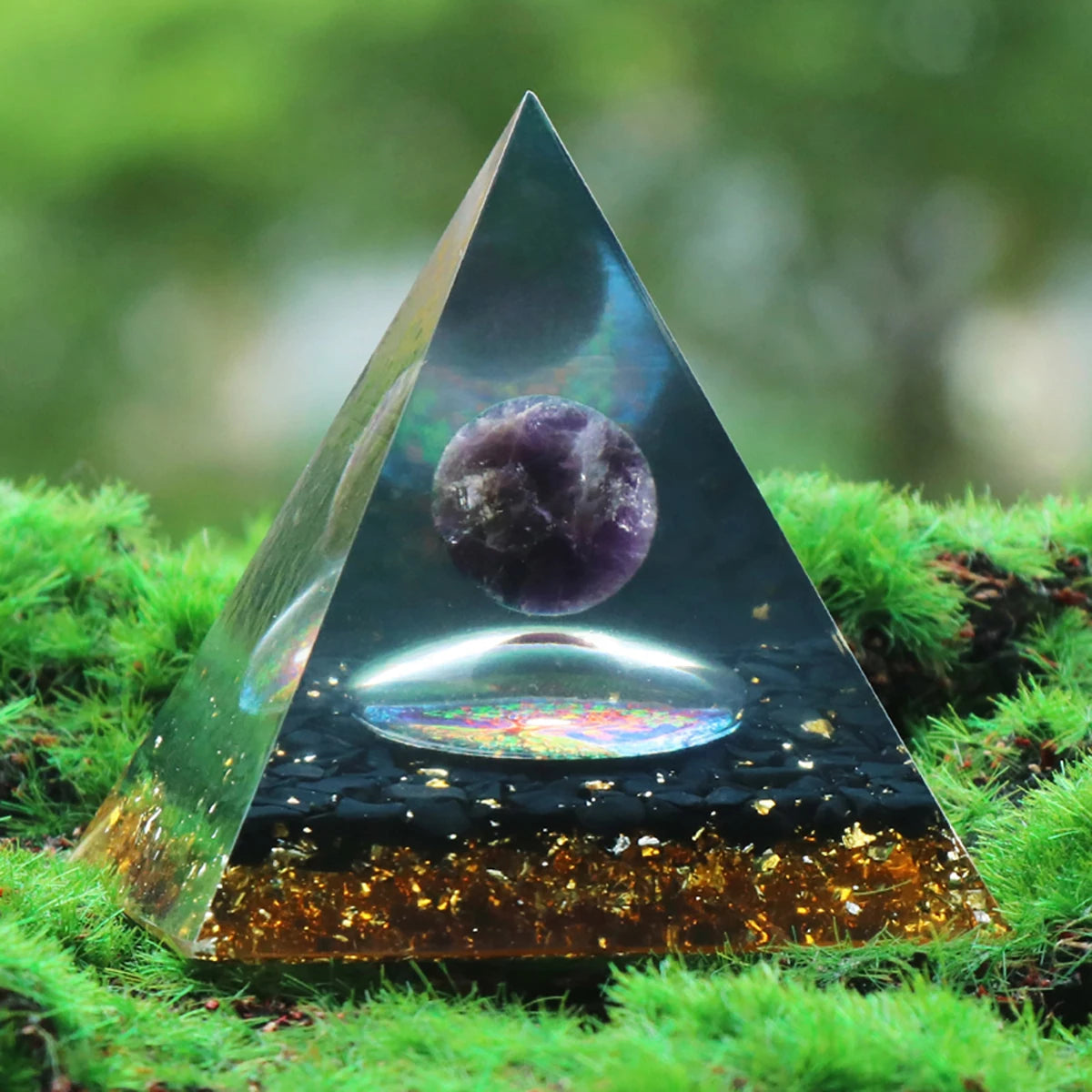 AURA REIKI Orgonite Pyramid Orgon Healing Meditation Natural Lapis Lazuli Crystal Energy Pyramid Crafts Home Decoration 6X6Cm