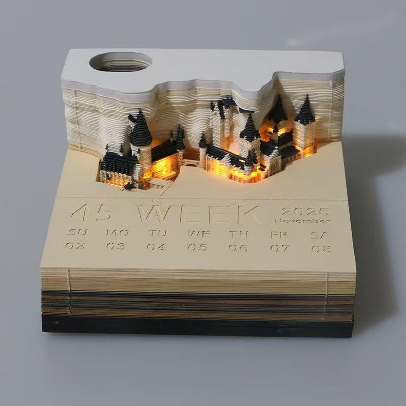 Newest 2025 Harry Potter Hogwarts Castle 3D Memo Weekly Note Calendar with Upgraded Packing, Collection a Gift for Your Friends