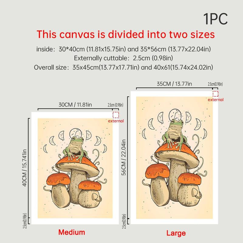 Mushroom Frog Art Poster Graphic Canvas Print, 1 Count Removable Wall Decor without Frame