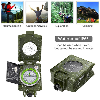 Proster Professional Outdoor Camping Compass IP65 Waterproof Camouflage Sighting Clinometer Compass Hunting Hiking Guiding Tools