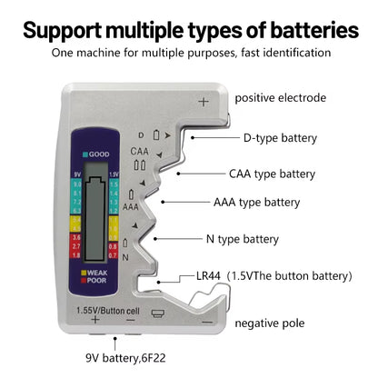 Digital Battery Tester Analyzer Testing Meter LCD Display AA AAA Button Cell Load Analyzer Battery Capacity Gauge Checker Tools