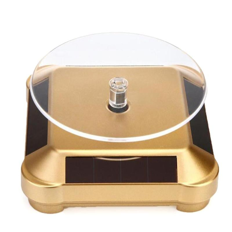 Round Solar Power Display Stand, 1 Count 360 Degree Rotatable Base Tray, Square Jewelry Display Stand for Jewelry Jade