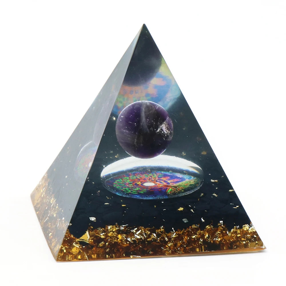 AURA REIKI Orgonite Pyramid Orgon Healing Meditation Natural Lapis Lazuli Crystal Energy Pyramid Crafts Home Decoration 6X6Cm