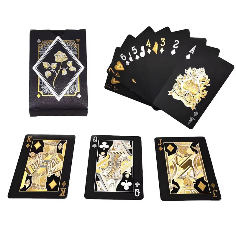 1 Deck Black Plastic Water Proof Poker Cards Glod Silver Playing Cards Home Board Game Family Home Gift Игральные Карты