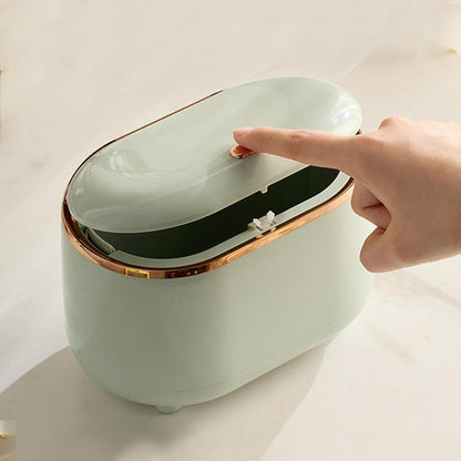 Mini Trash Can with Lid, 1 Count Modern Desktop Press Type Trash Bin, Mini Waste Bin for Home Office