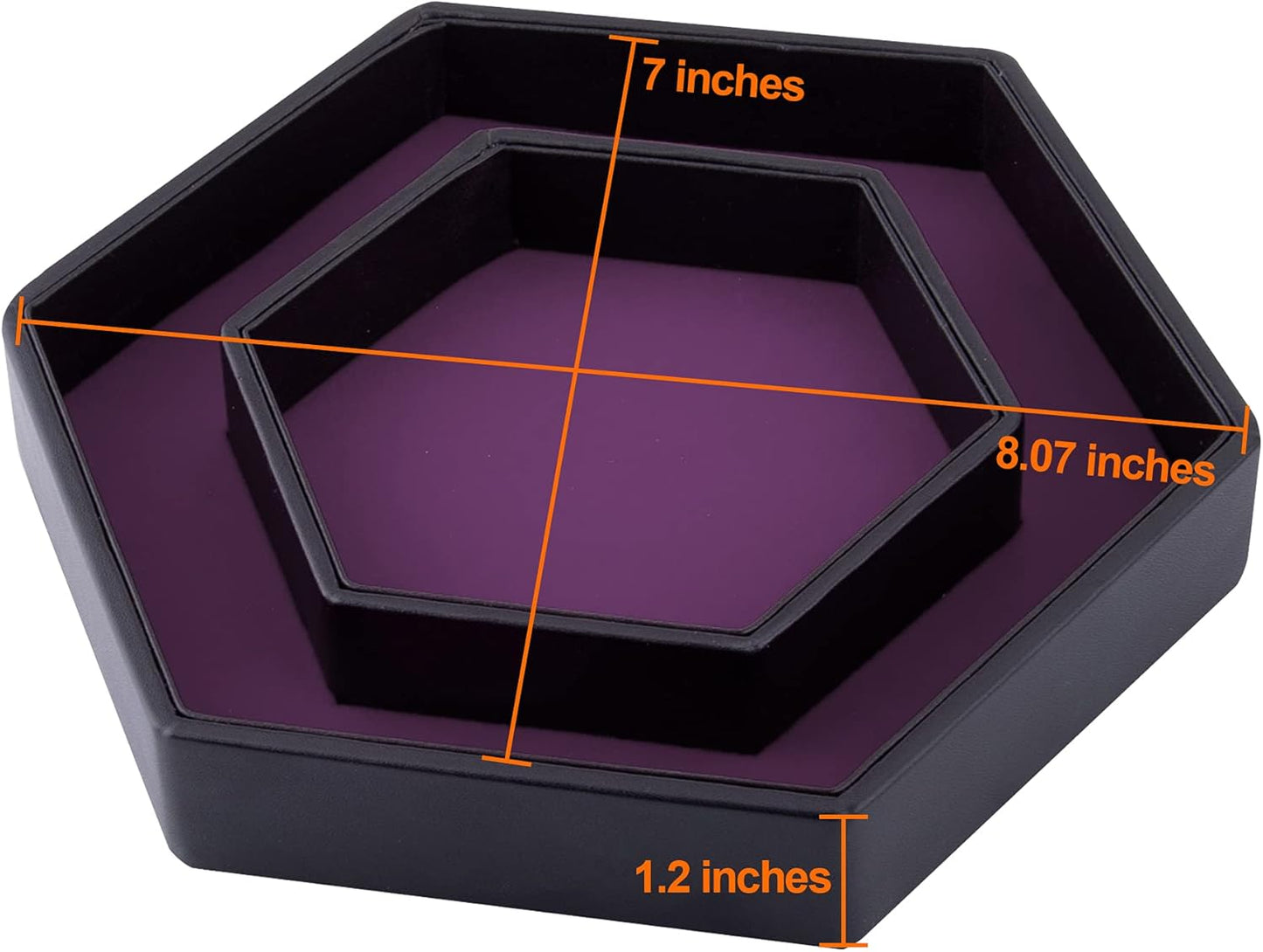 Dice Tray with Lid Hexagon Dice Rolling Tray Dice Holder for Dice Games like RPG, DND and Other Table Games, Purple