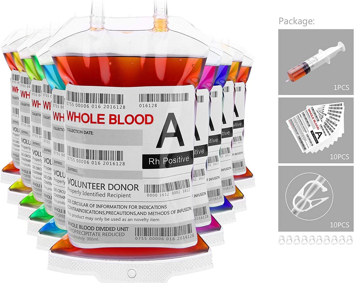 10 IV Blood Bags for Drinks for Halloween Party Decoration, Reusable Drink Pouch for Live Blood of Theme Parties, Masquerade,Vampire,Zombie,Nurse Graduation Party Props