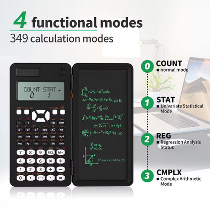 Scientific Calculator with Writing Tablet 991MS 349 Functions Engineering Financial Calculator for School Students Office Solar