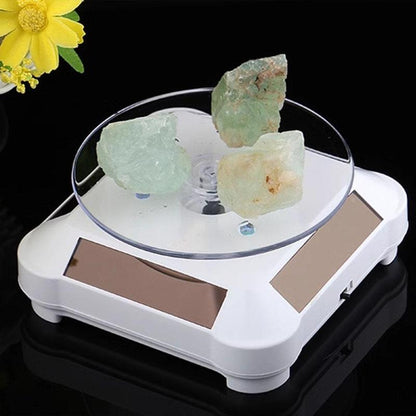 Round Solar Power Display Stand, 1 Count 360 Degree Rotatable Base Tray, Square Jewelry Display Stand for Jewelry Jade