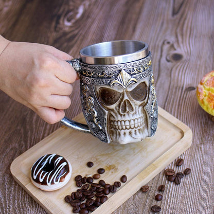 13Oz Skull Coffee Mug Viking Skull Beer Mugs Stainless Steel Liner Gift for Men Father'S Day Gifts