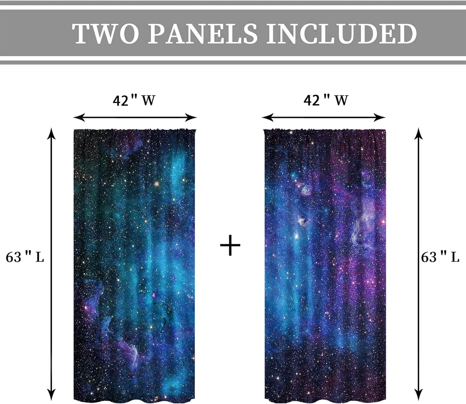 Kids Galaxy Outer Space Nebula Curtains 42W X 63L Inch Rod Pocket Blue Universe Planets Boys Girls Constellation Fantasy Starry Cosmic Trippy Bedroom Living Room Window Drapes Fabric 2 Panels