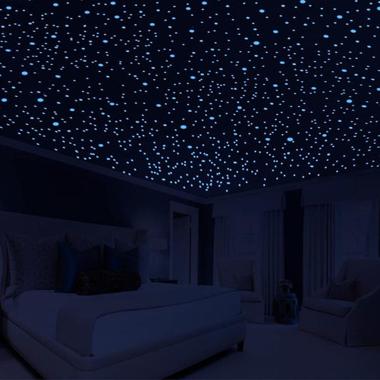 808 PCS Glow in the Dark Stars for Ceiling, Glowing Wall Decals Decor Stickers,(404 Pcs Green and 404 Sky Blue)3D Adhesive Dots Decor Starry Sky Decor for Kids Bedroom or Birthday Gift Decorative Ornaments