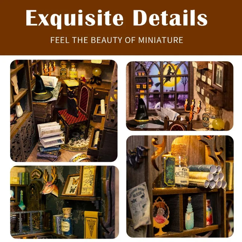 DIY Book Nook Miniature House Dollhouse Booknook Touch Light Model Building Toy for Decoration Gifts Magic Pharmacist