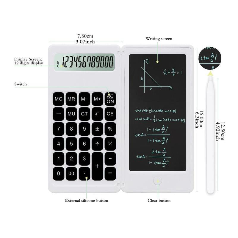 Folding Calculator with Writing Board, 1 Count Portable Scientific Calculator, Educational Supplies for Student, Back to School Essentials