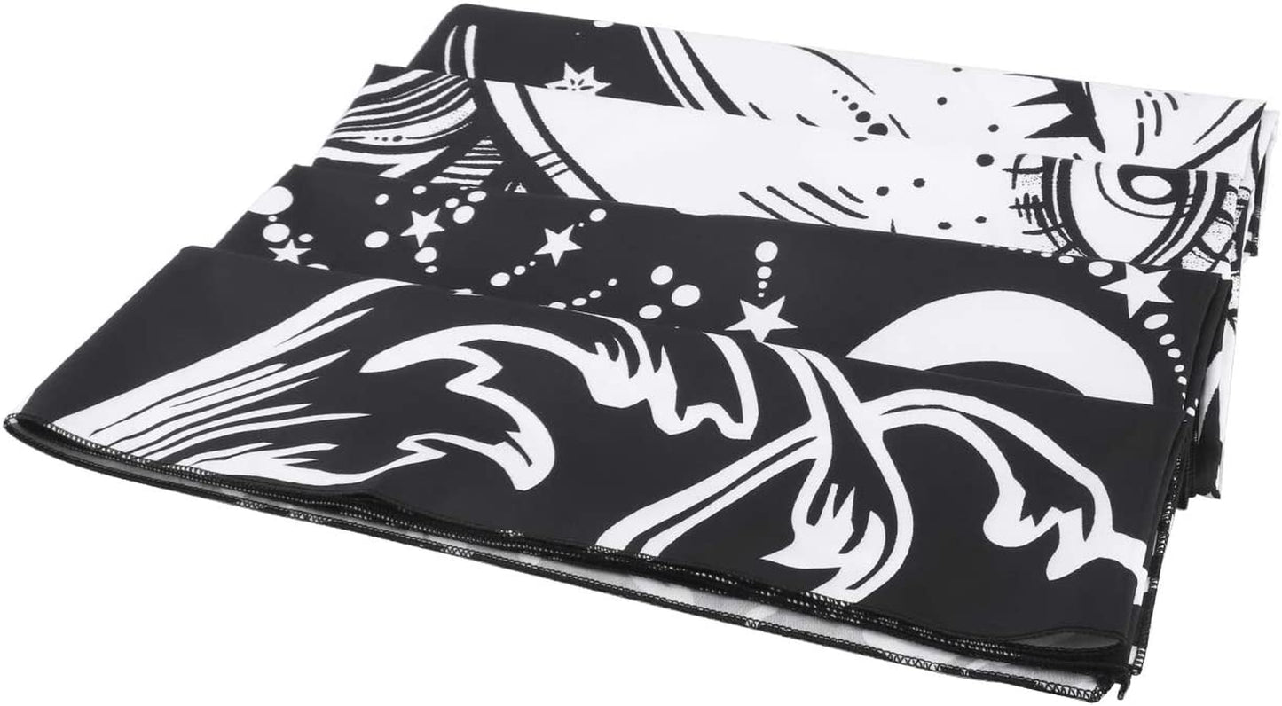 Sun and Moon Tapestry, Burning Sun with Stars Psychedelic Popular Mystic Wall Hanging Tapestry Black and White Beach Blanket (Large-79 X 59 In),Dormitory