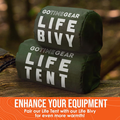 Survival Life Tent • 2 Person Mylar Emergency Shelter Tube Tent + Paracord • All-Weather Protection for Camping, Hiking, & Survival Kits • Includes Emergency Whistle