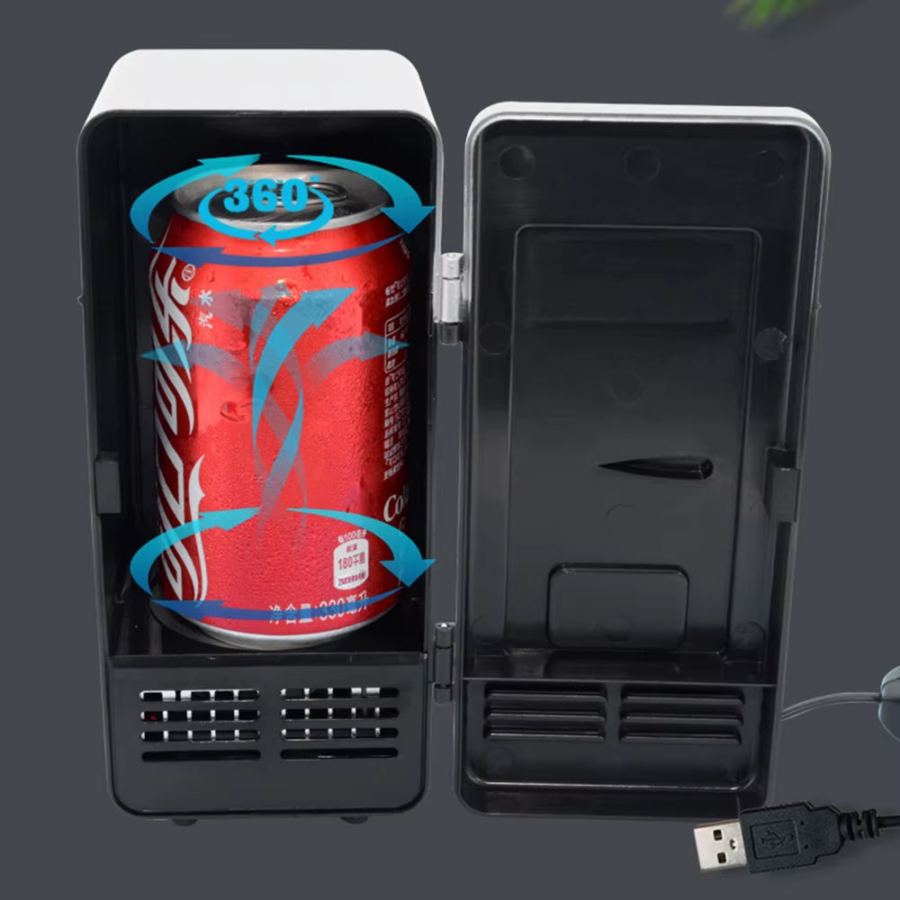 Mini USB Fridge Portable Cooler Beverage Drink Cans Cooler / Warmer Refrigerator for Car Laptop PC Computer Black Red Color 2024