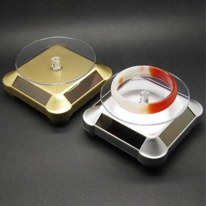 Round Solar Power Display Stand, 1 Count 360 Degree Rotatable Base Tray, Square Jewelry Display Stand for Jewelry Jade