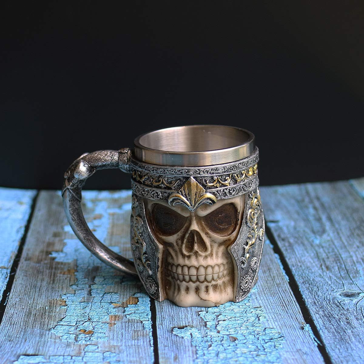 13Oz Skull Coffee Mug Viking Skull Beer Mugs Stainless Steel Liner Gift for Men Father'S Day Gifts