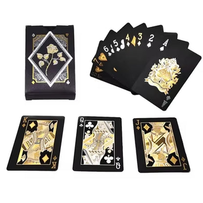 1 Deck Black Plastic Water Proof Poker Cards Glod Silver Playing Cards Home Board Game Family Home Gift Игральные Карты